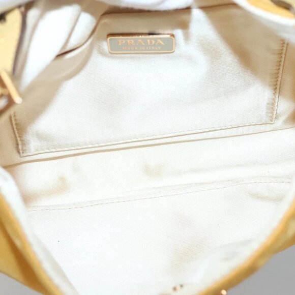 PRADA Chain Shoulder Bag Nylon Yellow Gold Auth 139938 - Picture 11 of 16